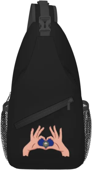 Holding A Heart Flag Of New Hampshire Crossbody Bags For Women Men Chest Backpack Gym Shoulder Bag Travel Outdoor Sports Casual Crossbody Bags