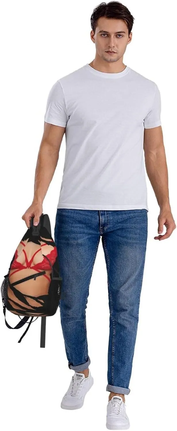 Hot 3D Realistic Boobs Red Bikini Body Crossbody Bag Cross Chest Bag Adjustable Sling Backpack Sports Gym Shoulder Bags Travel Cycling Daypack Diagonally Casual Rucksack