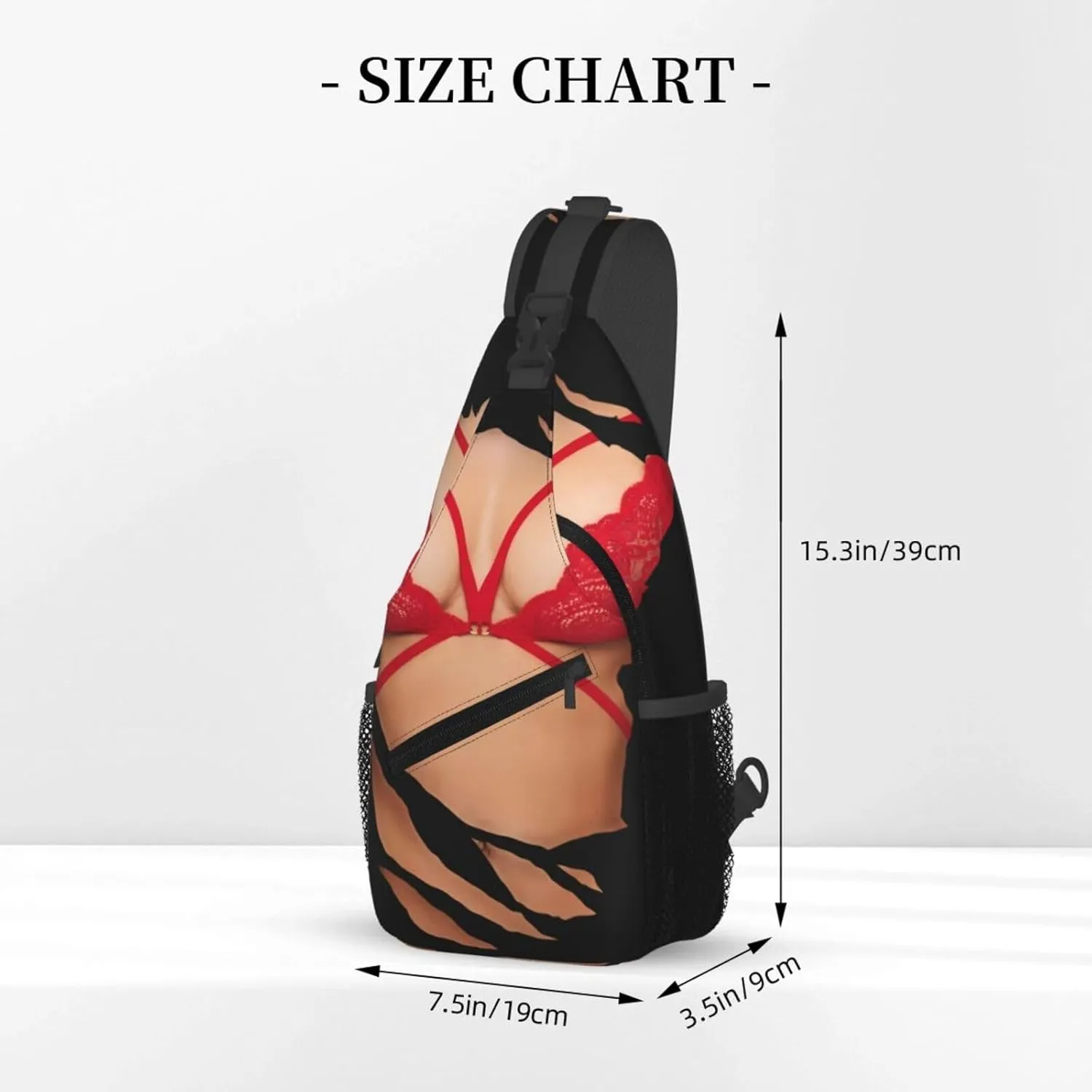 Hot 3D Realistic Boobs Red Bikini Body Crossbody Bag Cross Chest Bag Adjustable Sling Backpack Sports Gym Shoulder Bags Travel Cycling Daypack Diagonally Casual Rucksack