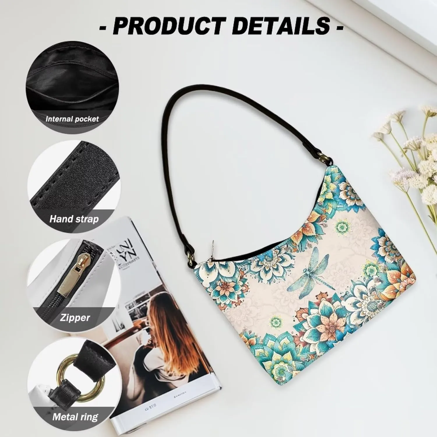HUGS IDEA Shoulder Bags for Women Small Hobo Tote Handbag Mini Clutch Purse with Zipper Closure