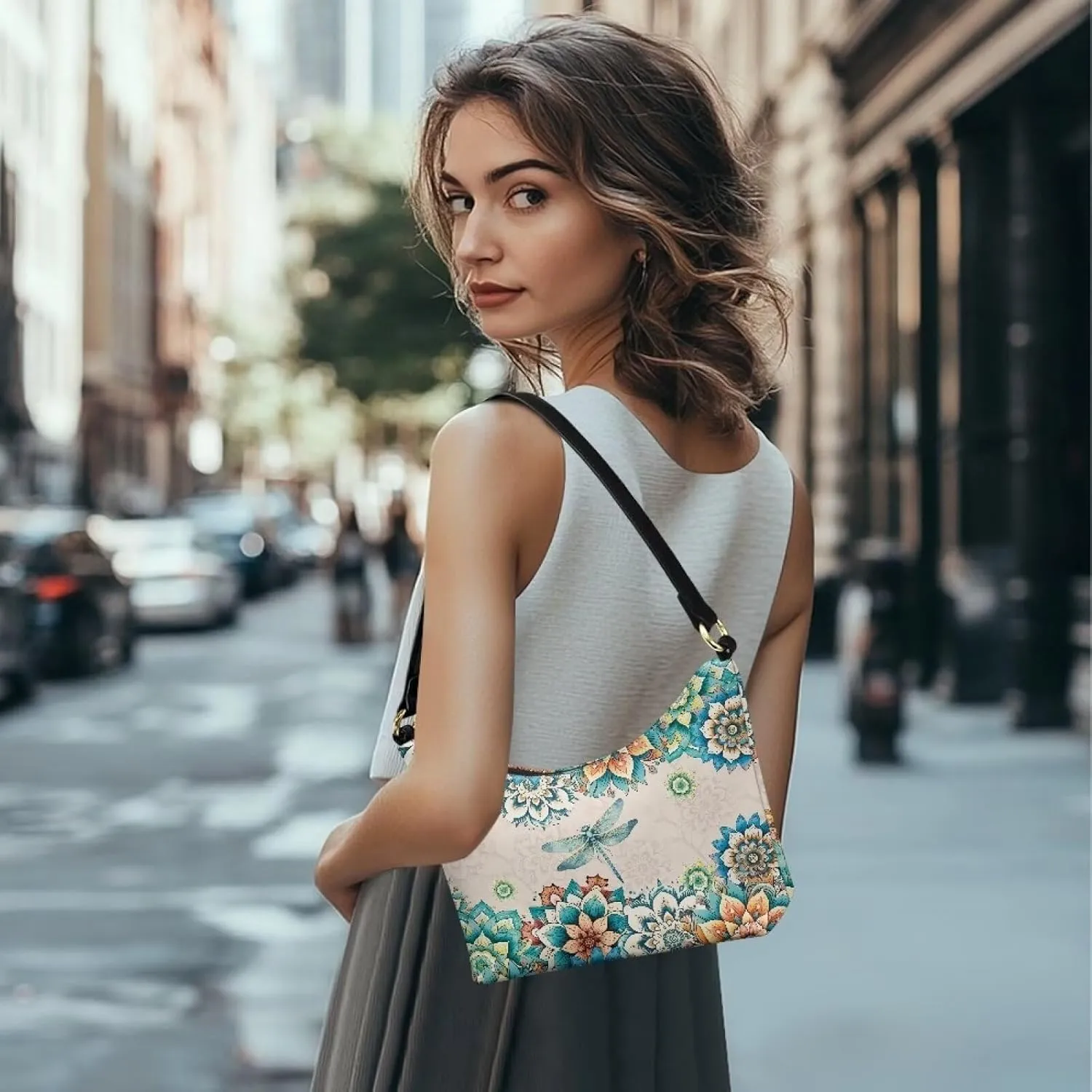 HUGS IDEA Shoulder Bags for Women Small Hobo Tote Handbag Mini Clutch Purse with Zipper Closure
