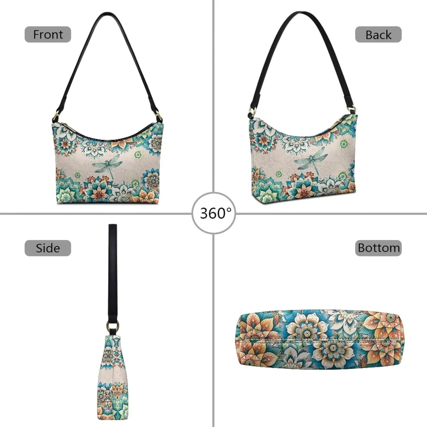 HUGS IDEA Shoulder Bags for Women Small Hobo Tote Handbag Mini Clutch Purse with Zipper Closure