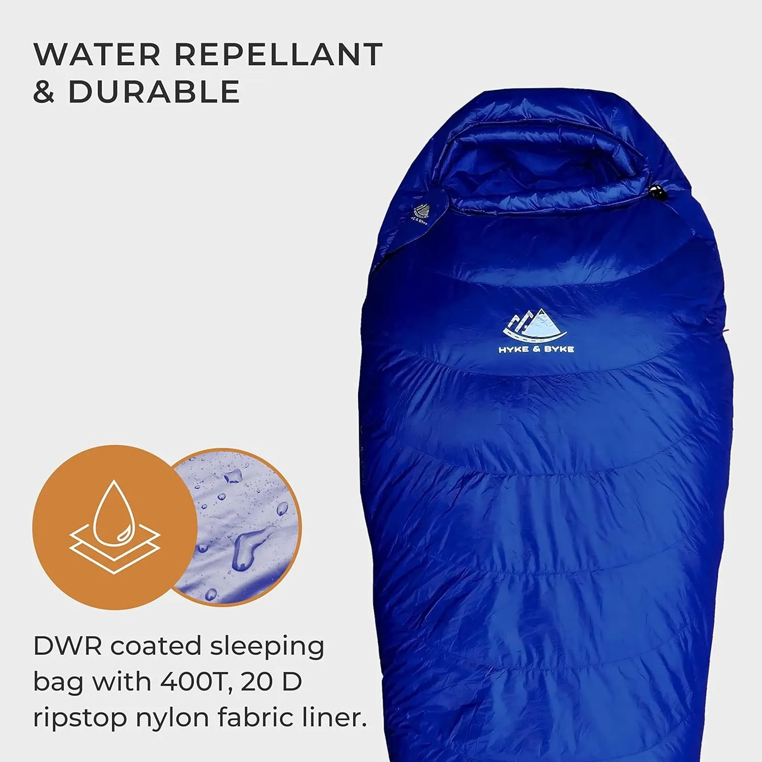 Hyke & Byke Quandary 15°F Cold Weather Mummy Hiking & Backpacking Sleeping Bag - Duck Down 650 FP 3 Season Sleeping Bags for Adults - Ultralight with Compression Stuff Sack