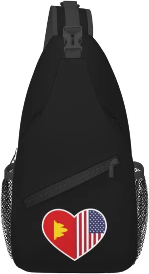 I Love America And Democratic Kampuchea Crossbody Bags For Women Men Chest Backpack Gym Shoulder Bag Travel Outdoor Sports Casual Crossbody Bags
