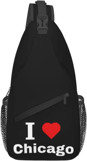 I Love Chicago Crossbody Bags For Women Men Chest Backpack Gym Shoulder Bag Travel Outdoor Sports Casual Crossbody Bags