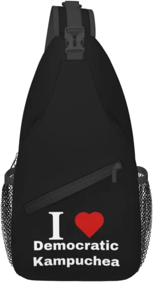 I love Democratic Kampuchea Crossbody Bags For Women Men Chest Backpack Gym Shoulder Bag Travel Outdoor Sports Casual Crossbody Bags