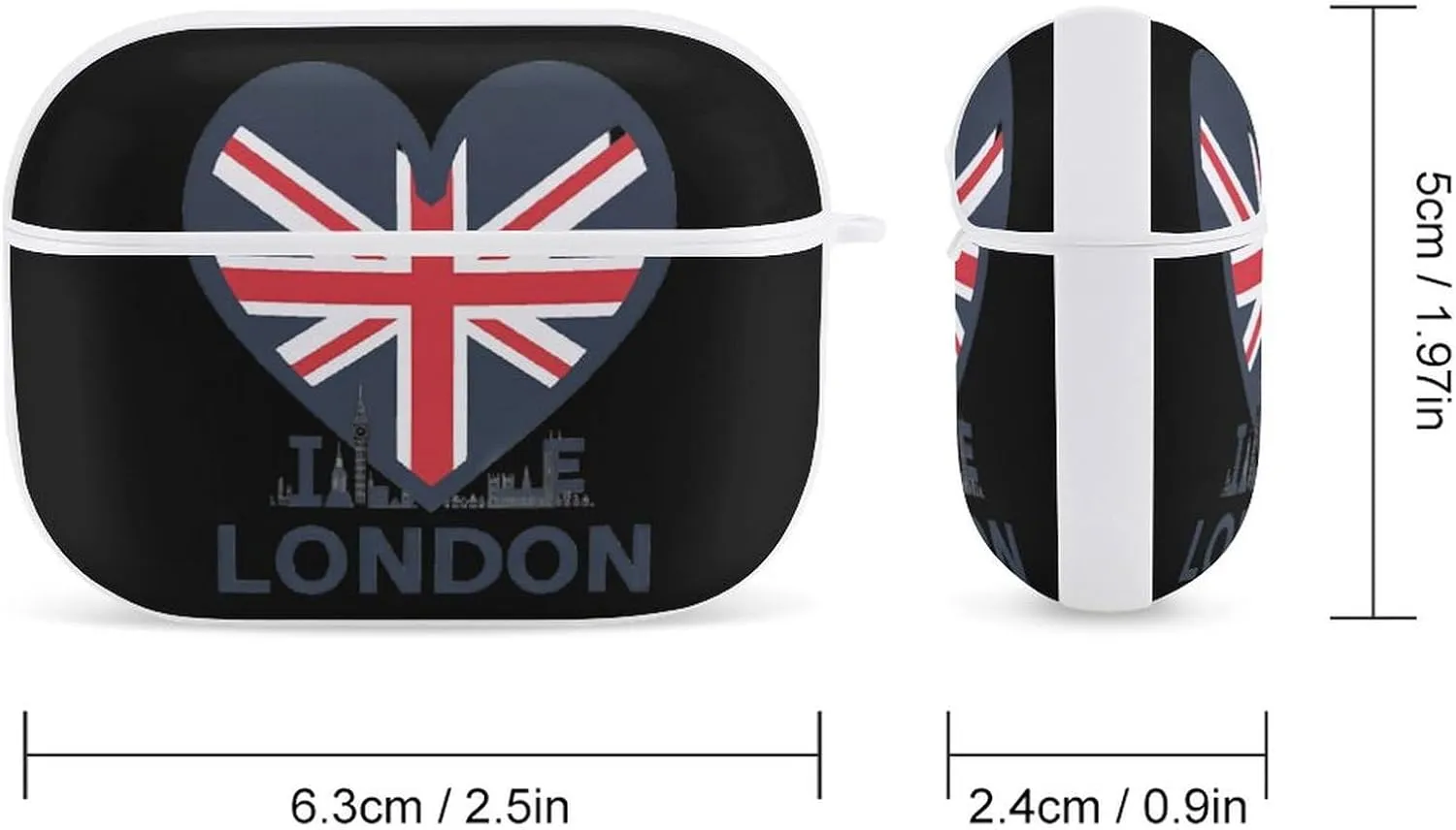 I Love London Funny Hard Case Compatible with Airpods Pro Earbuds Headset Cover Protective Storage Bag for Men Women