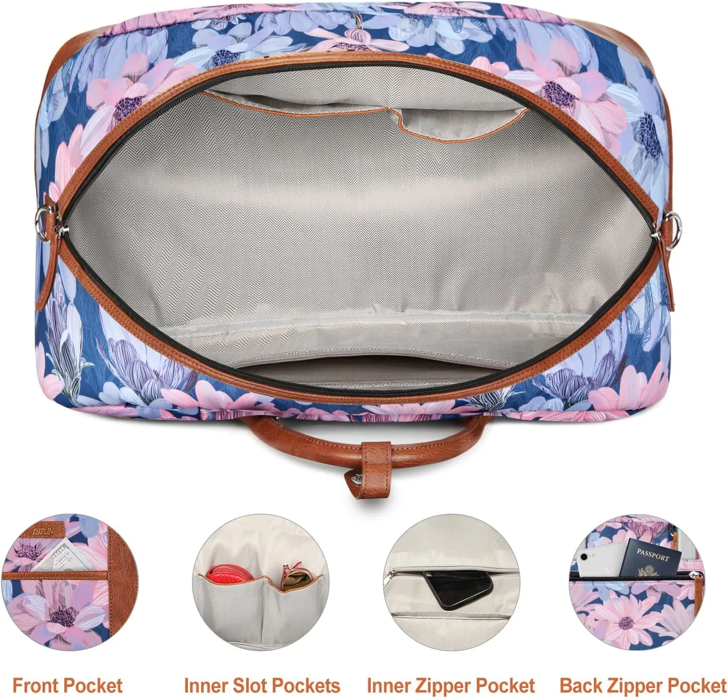 IBFUN Weekender Bags for Women, Large Overnight Bag Canvas Travel Duffel Bag Carry On Tote with Shoe Compartment 21" 3Pcs Set