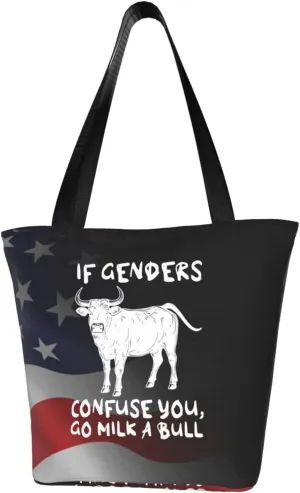 If Genders Confuse You Go Milk A Bull Fashion Shoulder Bag Large Capacity For Man Or Woman