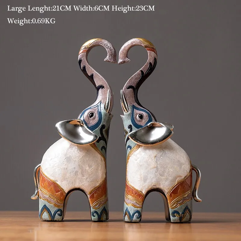 India Style Sculpture Resin Animal Modern Elephant Statues Office Desktop Home Room Decoration Figurine Retro Figures Decorative