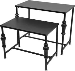 Industrial Retail Display Tables, Metal Shelf Clothing Shoe Display Stand, Standing Purse Display Racks Retro Unit Storage Shelves for Garment/Handbag Display Stand (Black)