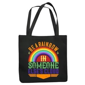 Inspirational Gifts for Everyone Spread Joy with Rainbow Motifs Navy Black Multicolor Canvas Tote Bag