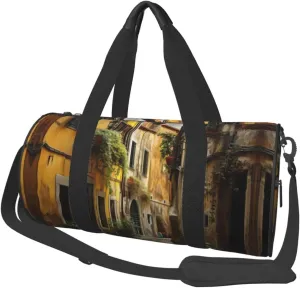 Italian Old Street Duffel Bag Foldable Gym Bag For Men Women, Lightweight With Inner Pocket For Travel Sports