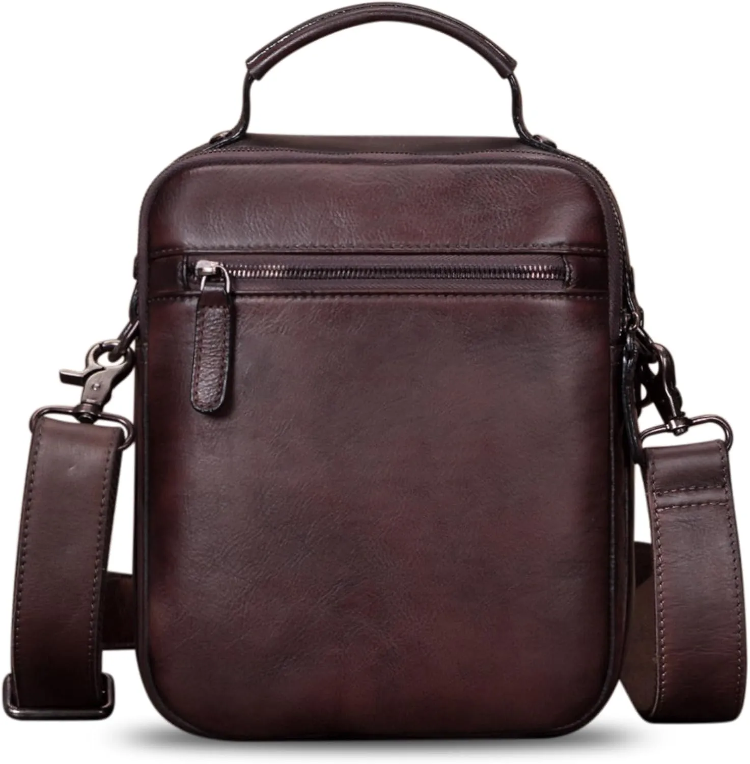 IVTG Genuine Leather Messenger Bag for Men Sling Purse Crossbody Shoulder Bags Satchel for Work Business Handbags
