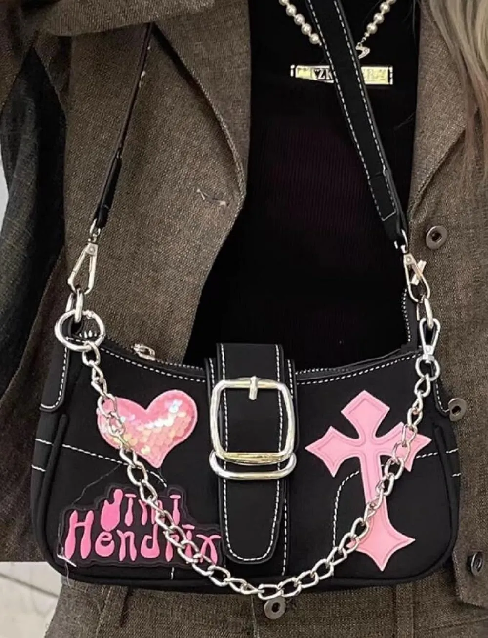 JeVenis Y2k Accessories Y2K Purse Cross Crossbody Bag Retro Vintage Cross Purse Clutch Alt Accessories