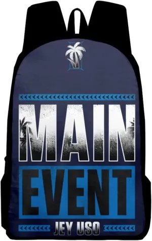 Jey Uso Main Event Backpack Casual Daypack Women Men Rucksack Unisex Packsack Travel Bag Fashion Bags (Navy,One Size)