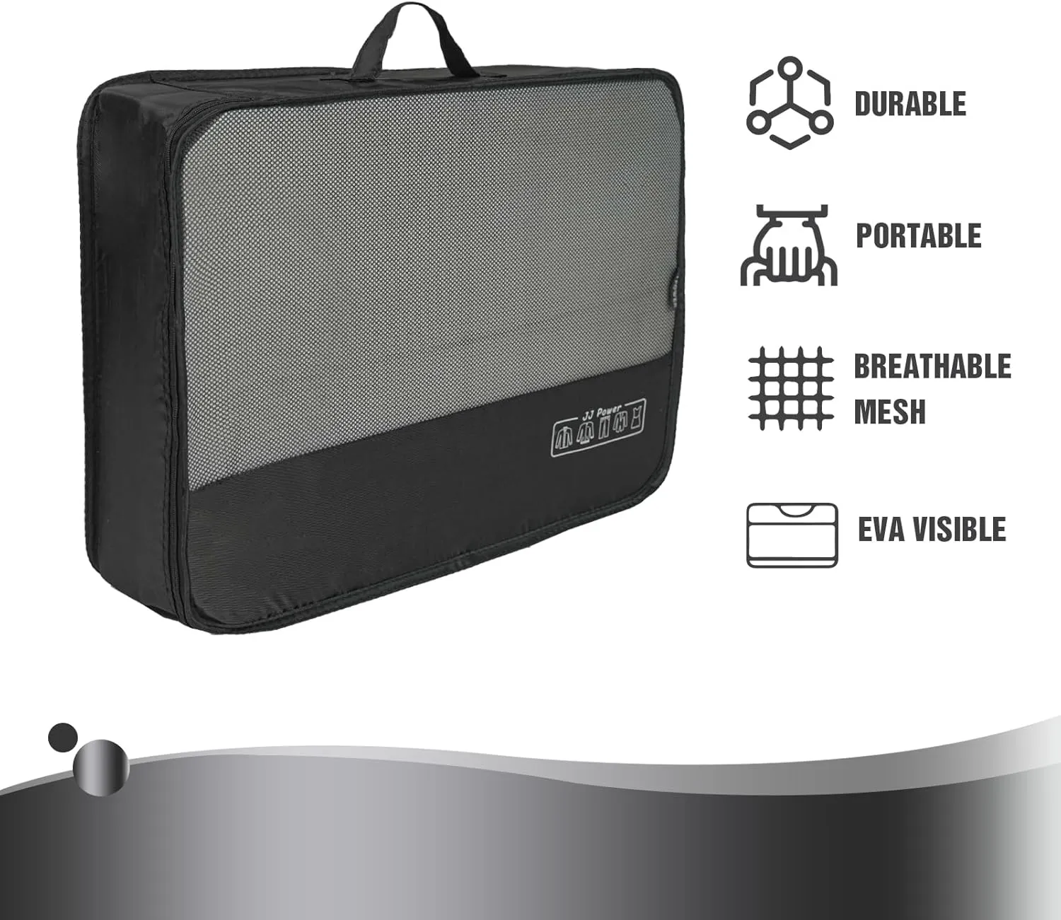JJ Power 9 Set Packing Cubes for Suitcases, Travel Essentials for Carry on, Luggage Organizer Bags All Included(Black)
