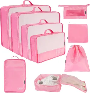 JJ Power 9 Set Packing Cubes for Suitcases, Travel Essentials for Carry on, Luggage Organizer Bags All Included(Pink)