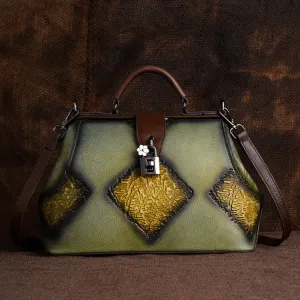 Johnature Retro Embossing Women Handbag Hand