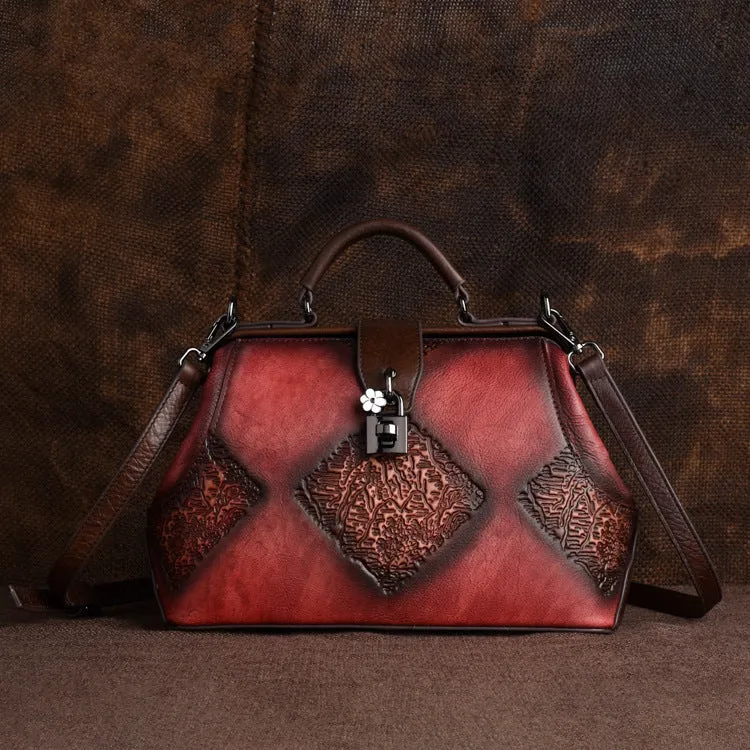 Johnature Retro Embossing Women Handbag Hand