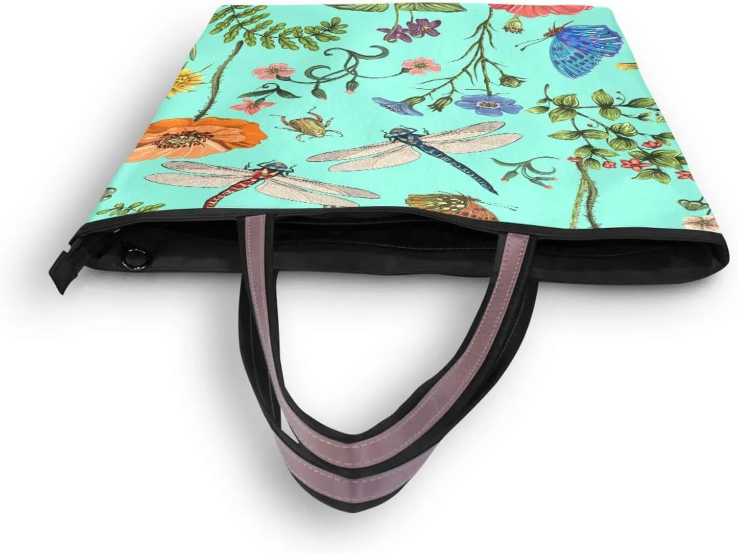 JSTEL Pattern Tote Bag for Women with Zipper Pocket Polyester Tote Purse Pattern Handbag Pattern Tote Purse
