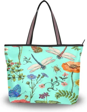 JSTEL Pattern Tote Bag for Women with Zipper Pocket Polyester Tote Purse Pattern Handbag Pattern Tote Purse