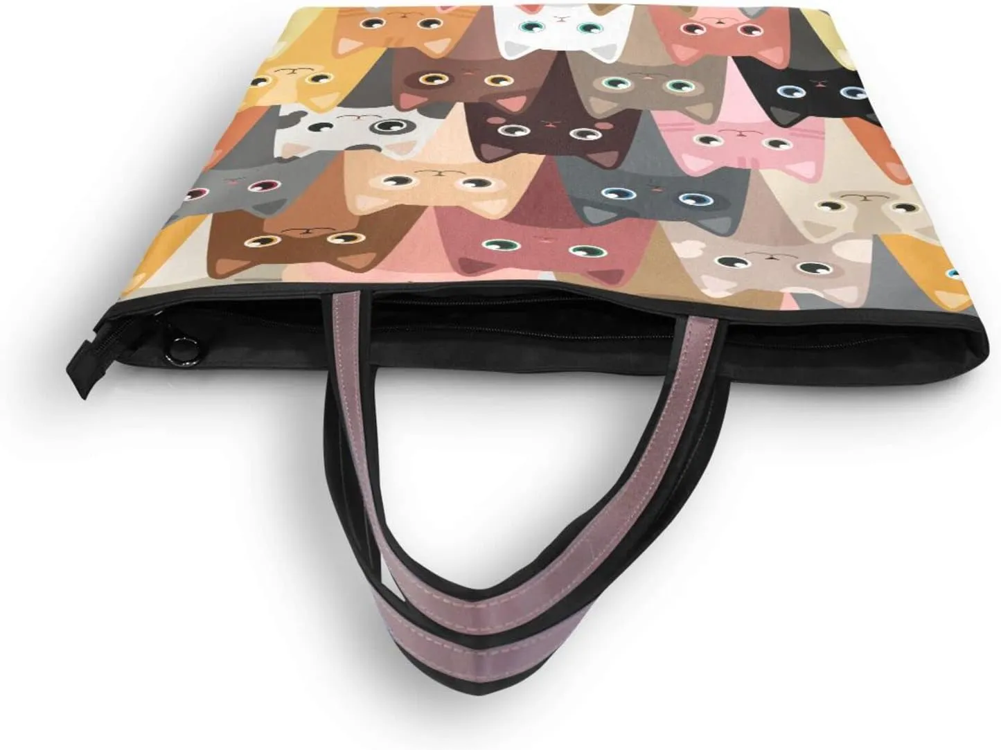 JSTEL Pattern Tote Bag for Women with Zipper Pocket Polyester Tote Purse Pattern Handbag Pattern Tote Purse
