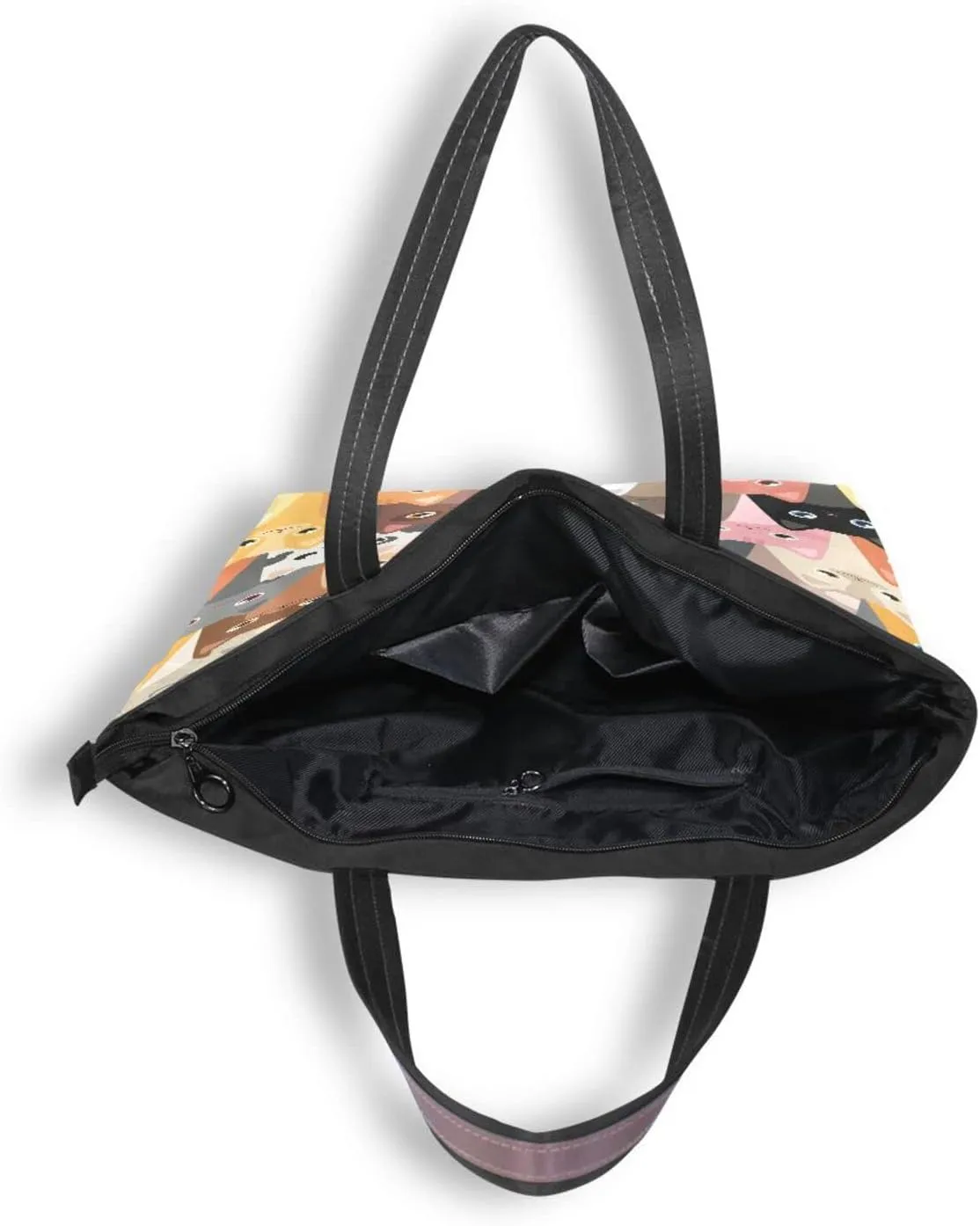 JSTEL Pattern Tote Bag for Women with Zipper Pocket Polyester Tote Purse Pattern Handbag Pattern Tote Purse