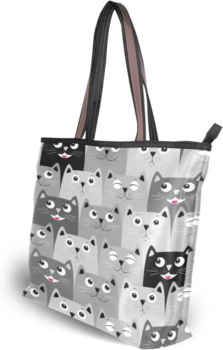 JSTEL Pattern Tote Bag for Women with Zipper Pocket Polyester Tote Purse Pattern Handbag Pattern Tote Purse