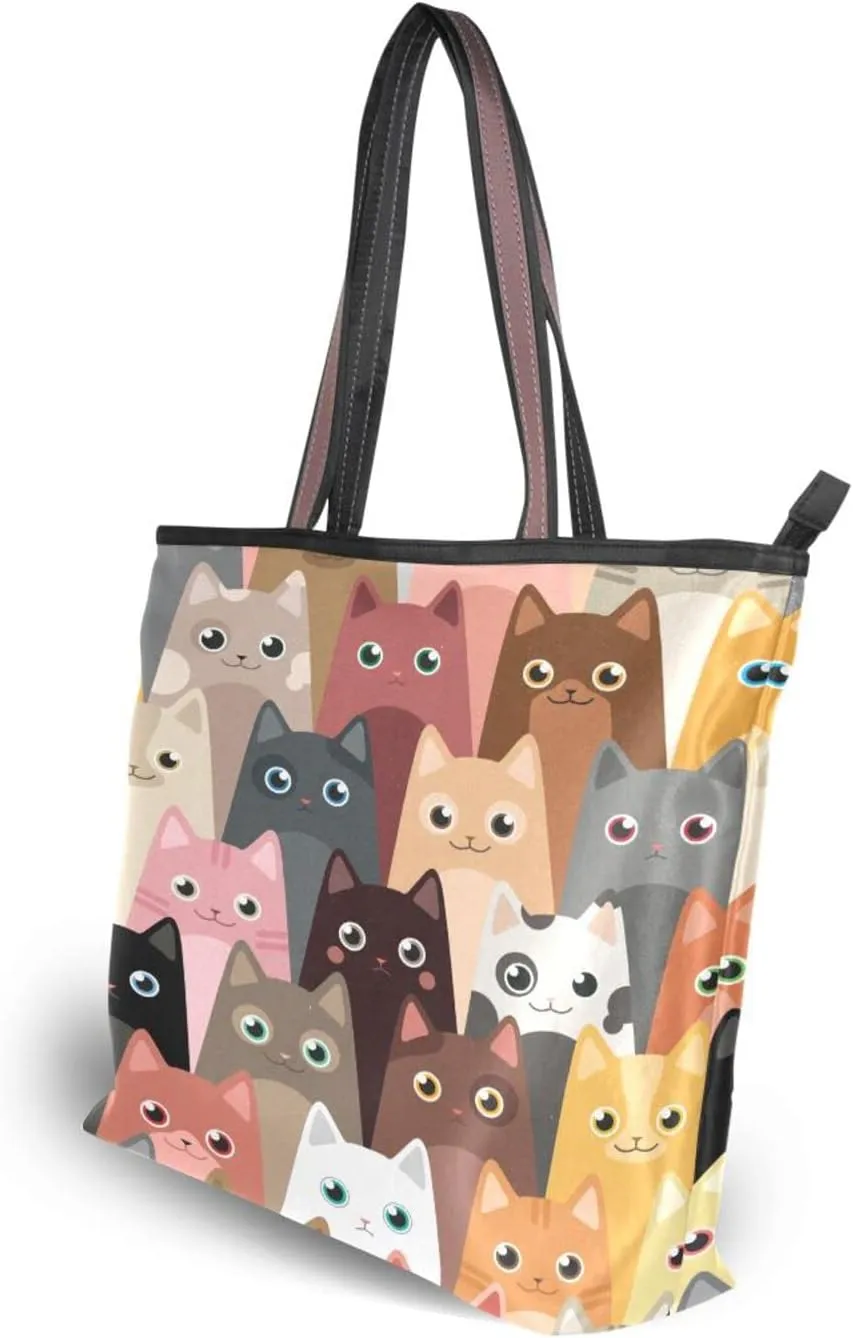JSTEL Pattern Tote Bag for Women with Zipper Pocket Polyester Tote Purse Pattern Handbag Pattern Tote Purse