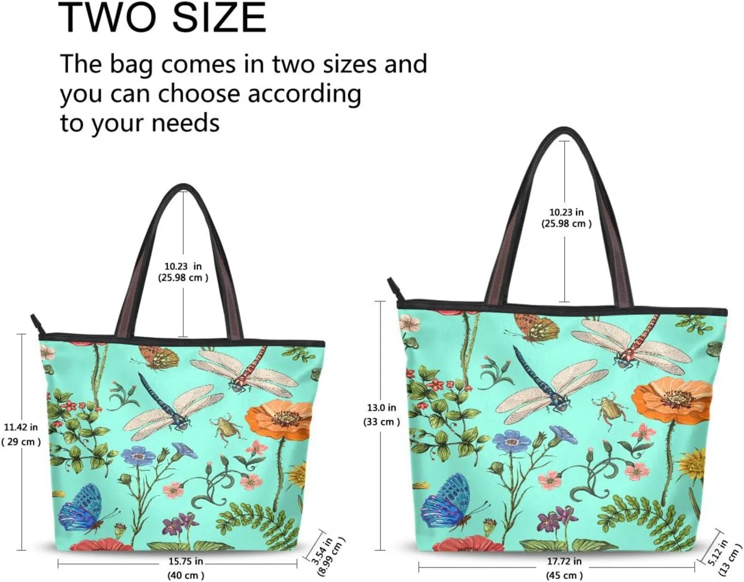 JSTEL Pattern Tote Bag for Women with Zipper Pocket Polyester Tote Purse Pattern Handbag Pattern Tote Purse