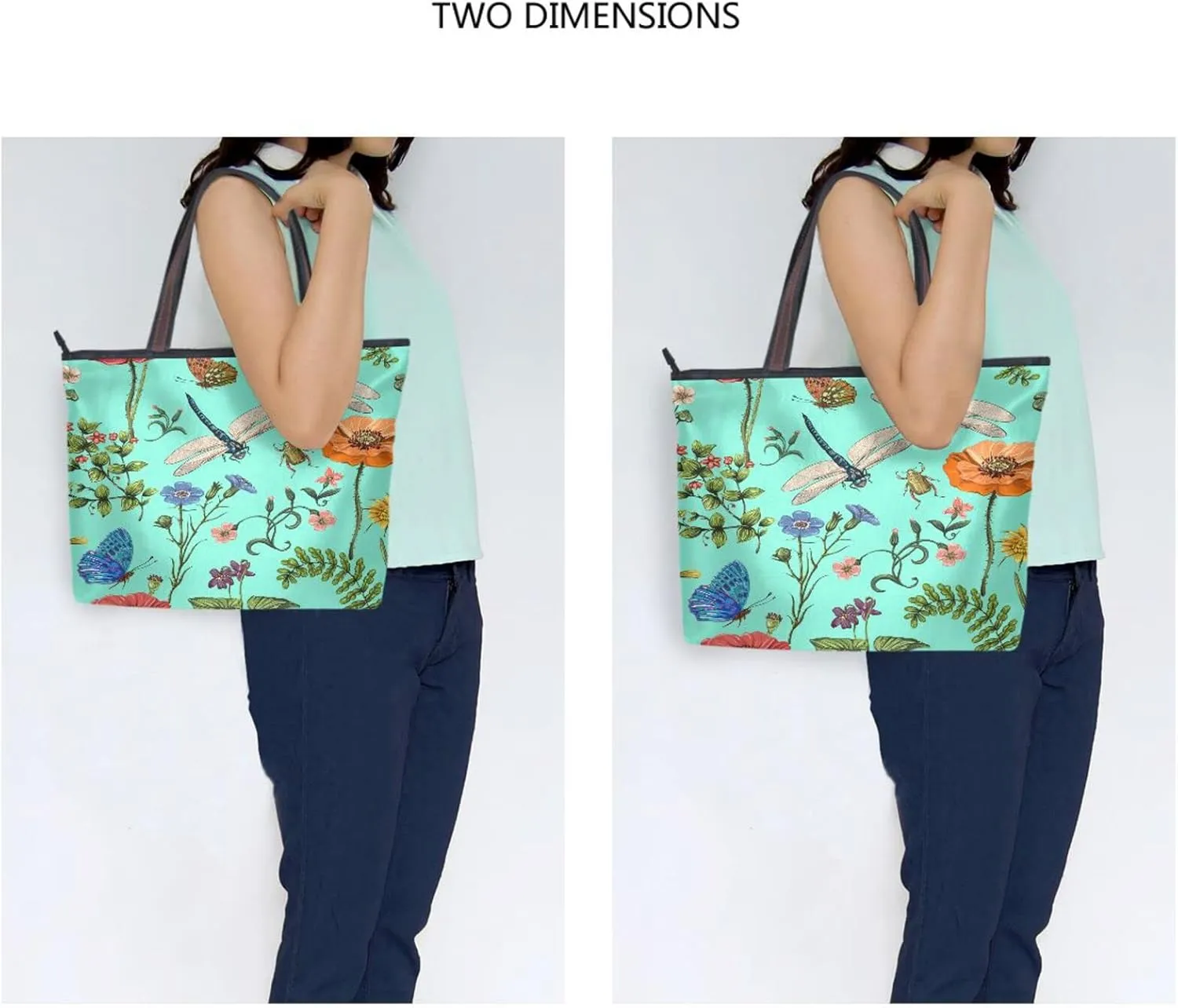 JSTEL Pattern Tote Bag for Women with Zipper Pocket Polyester Tote Purse Pattern Handbag Pattern Tote Purse