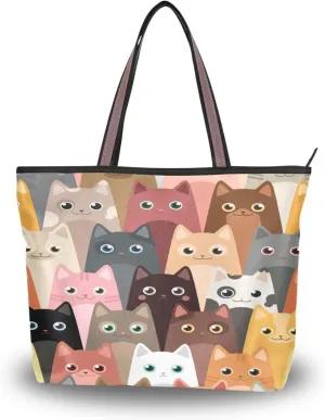 JSTEL Pattern Tote Bag for Women with Zipper Pocket Polyester Tote Purse Pattern Handbag Pattern Tote Purse