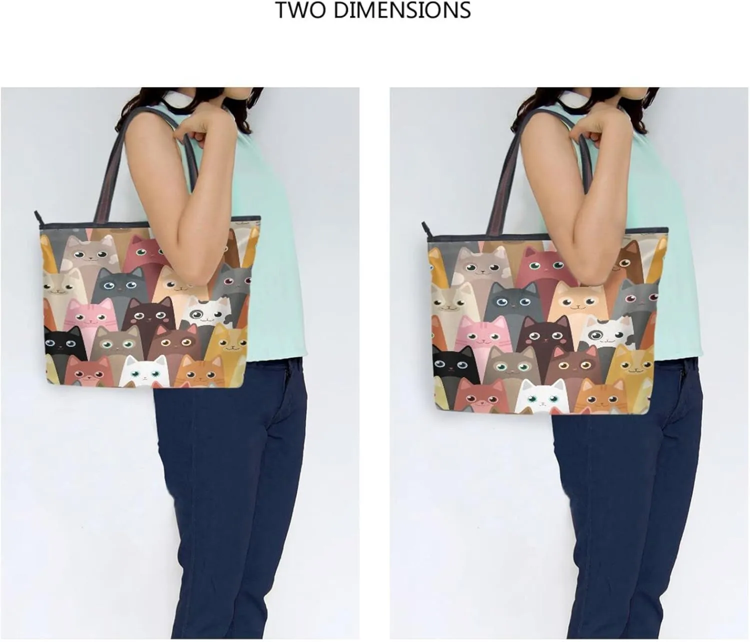JSTEL Pattern Tote Bag for Women with Zipper Pocket Polyester Tote Purse Pattern Handbag Pattern Tote Purse