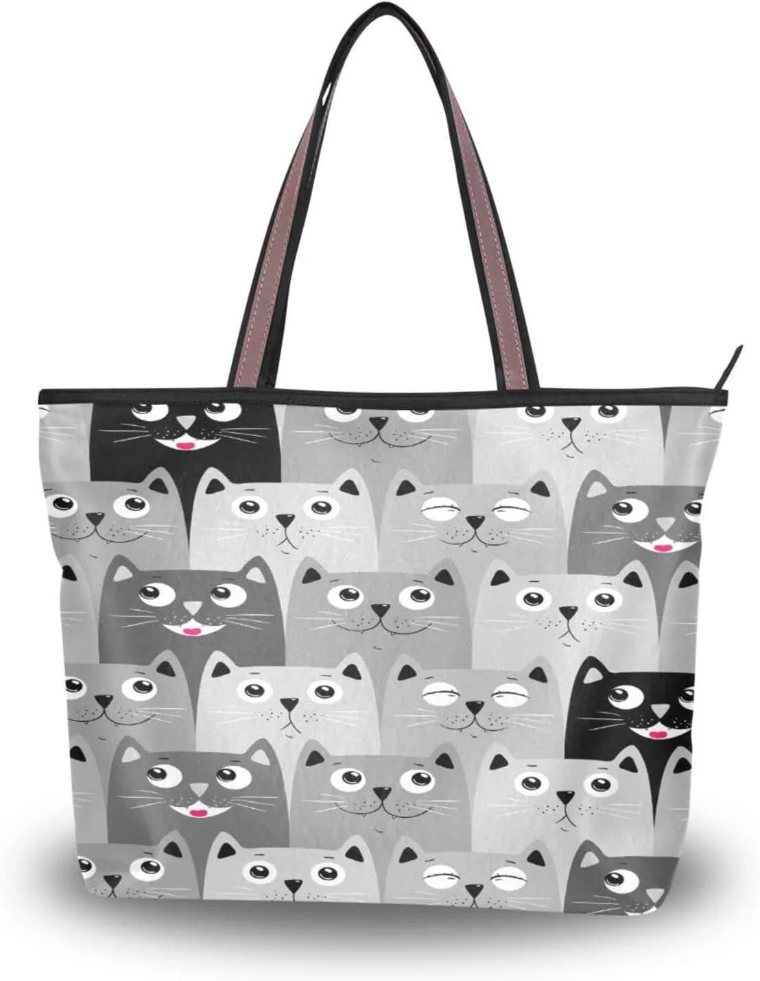 JSTEL Pattern Tote Bag for Women with Zipper Pocket Polyester Tote Purse Pattern Handbag Pattern Tote Purse