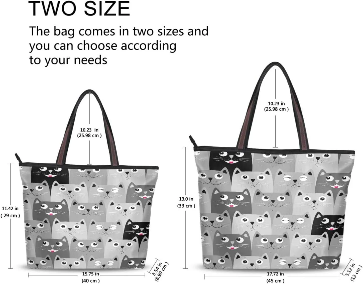JSTEL Pattern Tote Bag for Women with Zipper Pocket Polyester Tote Purse Pattern Handbag Pattern Tote Purse