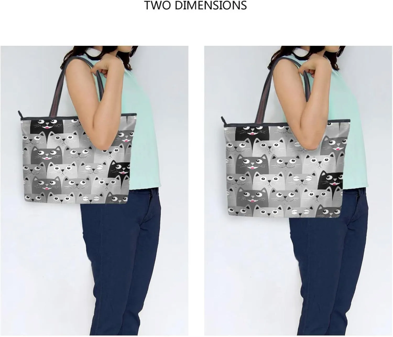 JSTEL Pattern Tote Bag for Women with Zipper Pocket Polyester Tote Purse Pattern Handbag Pattern Tote Purse