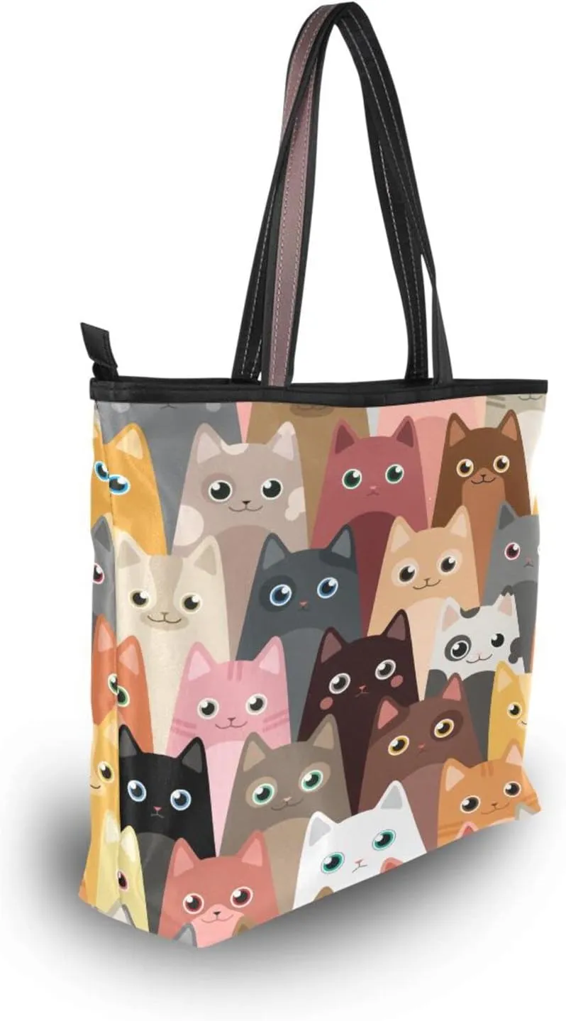 JSTEL Pattern Tote Bag for Women with Zipper Pocket Polyester Tote Purse Pattern Handbag Pattern Tote Purse