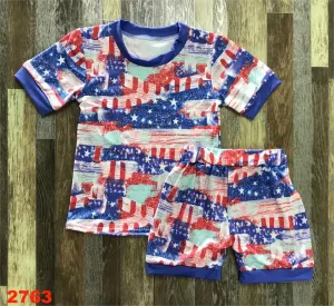 July. 4th Independence Day Sparkly short sleeve set 2763