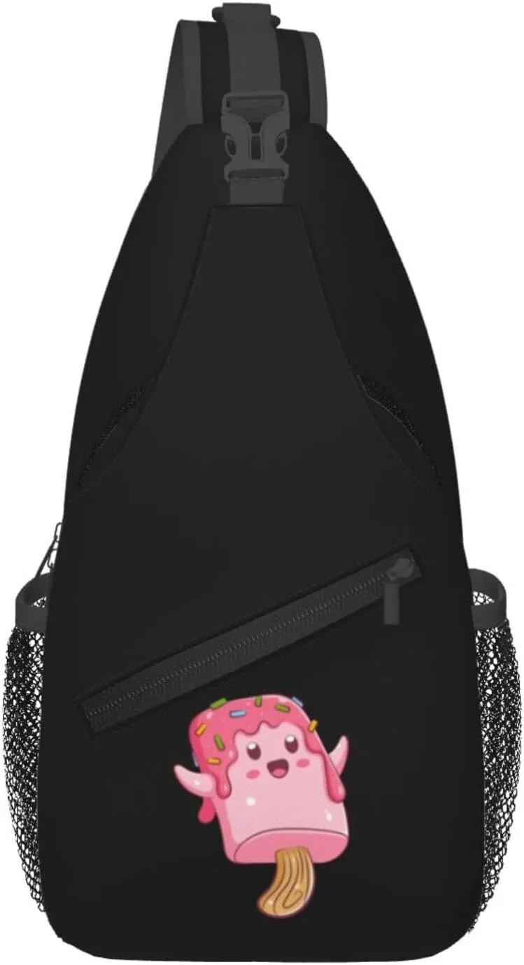 Jumping Ice Cream Crossbody Bags For Women Men Chest Backpack Gym Shoulder Bag Travel Outdoor Sports Casual Crossbody Bags