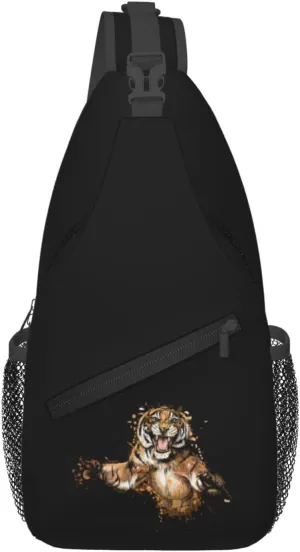 Jumping Tiger Crossbody Bags For Women Men Chest Backpack Gym Shoulder Bag Travel Outdoor Sports Casual Crossbody Bags