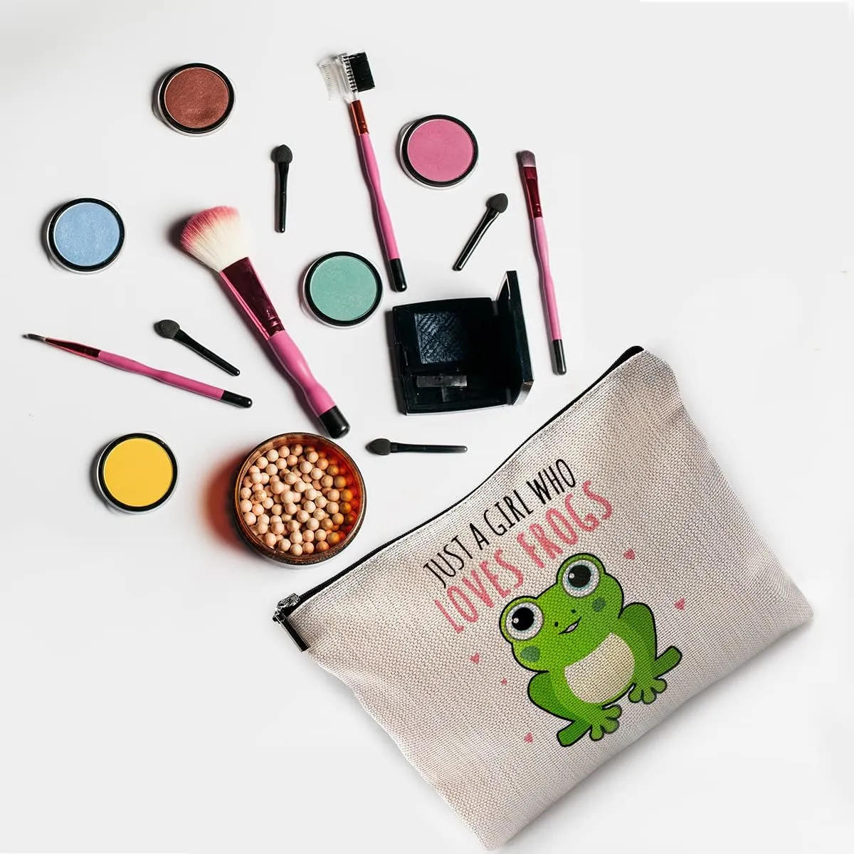 Just a Girl Who Loves Frogs Makeup Bag, Frog Themed Gifts, Small Makeup Cosmetic Bag for Purse, Cosmetic Bags for Women