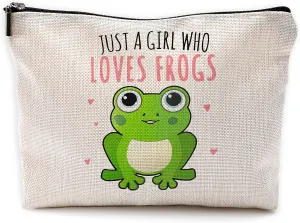 Just a Girl Who Loves Frogs Makeup Bag, Frog Themed Gifts, Small Makeup Cosmetic Bag for Purse, Cosmetic Bags for Women