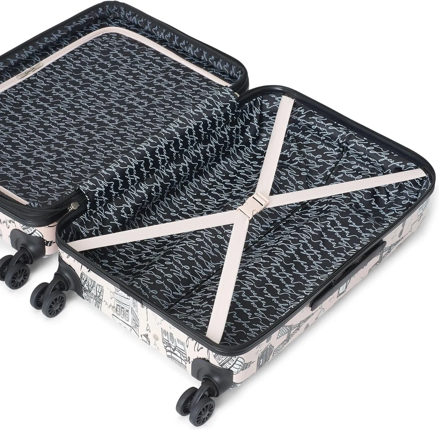 Karl Lagerfeld Paris Karl in Paris Upright Hardside Suitcase, Pink/Black, Medium