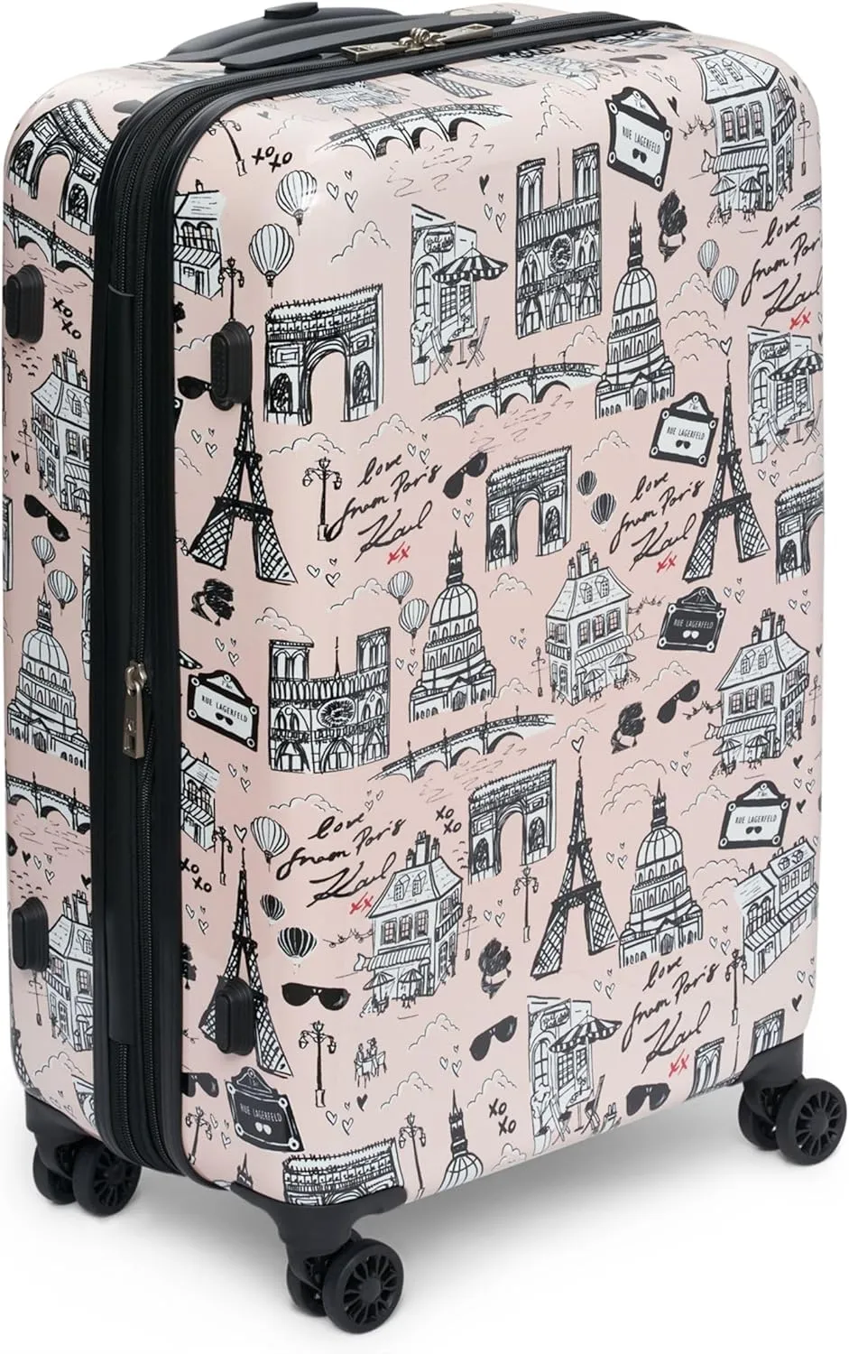 Karl Lagerfeld Paris Karl in Paris Upright Hardside Suitcase, Pink/Black, Medium