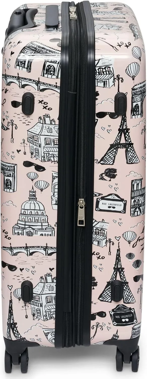Karl Lagerfeld Paris Karl in Paris Upright Hardside Suitcase, Pink/Black, Medium