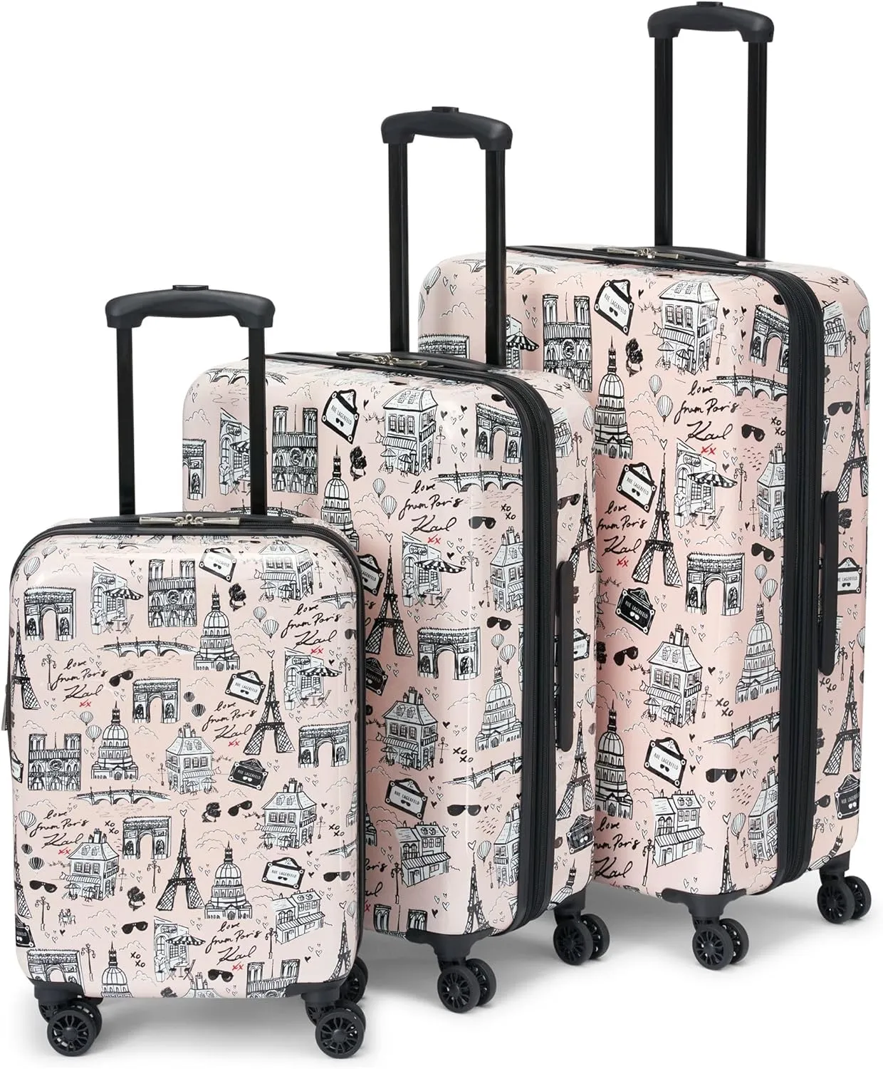 Karl Lagerfeld Paris Karl in Paris Upright Hardside Suitcase, Pink/Black, Medium