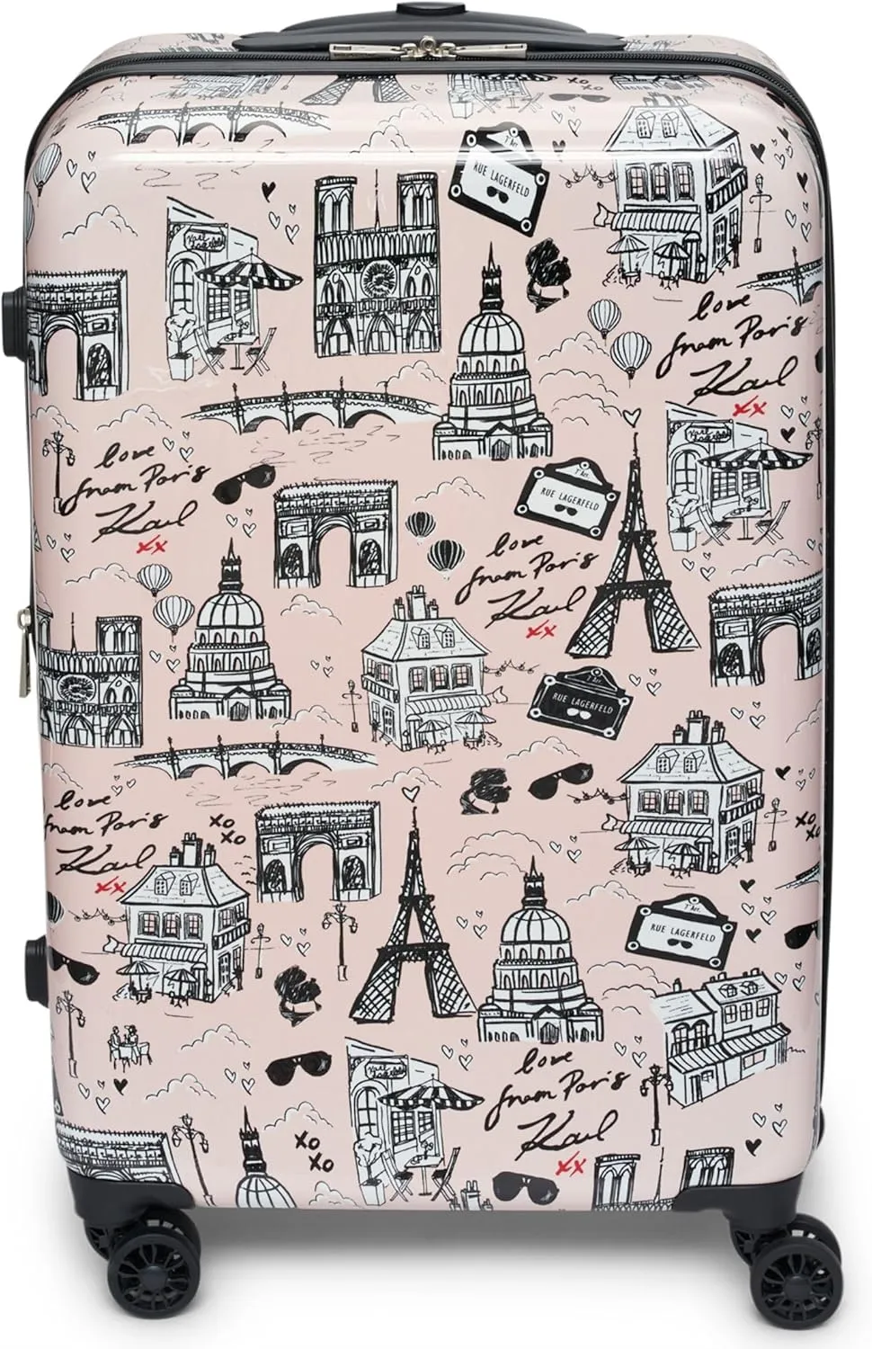 Karl Lagerfeld Paris Karl in Paris Upright Hardside Suitcase, Pink/Black, Medium
