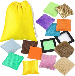 Kathfly 15 Pcs Sensory Bean Bags Shape Texture Color & Feel Sorting Sensory Items with Drawstring Bag for Autistic People Need Supply for ADHD Adults Women Men(Square)