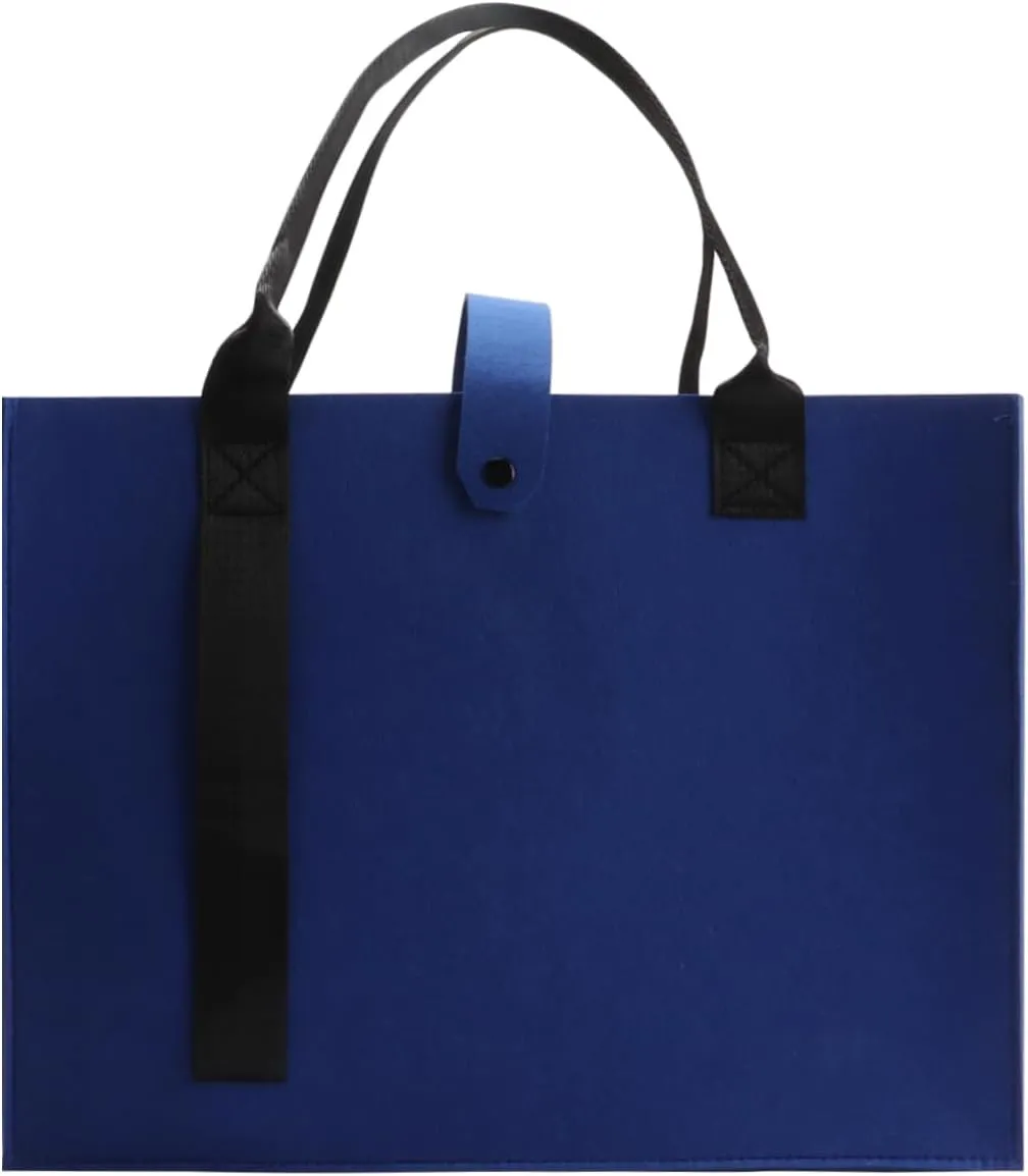 kaxilu Travel Felt Heavy Duty Grocery with Handles Navy Blue 3pcs Large 16.5"x12.5"x 10" DIY Gifts Bag Shopping Felt Bags Beach, Travel, Study, Gym,wedding DIY Gifts Bag